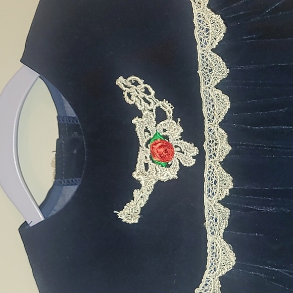 Cutest One Toddler Girls Christmas Holiday Dress dark blue velvet lace LOT G - Picture 4 of 13